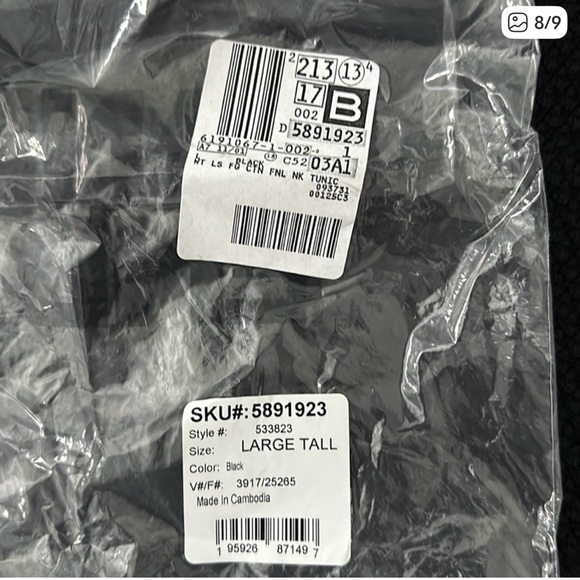 Lands End Black Cotton Tunic Sweater Large Tall - Picture 6 of 6